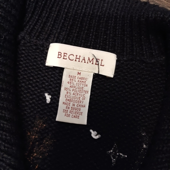 VTG Bechamel Ugly Sweater Vest Christmas Holiday Santa Sleigh & Reindeer Size M - Picture 3 of 5